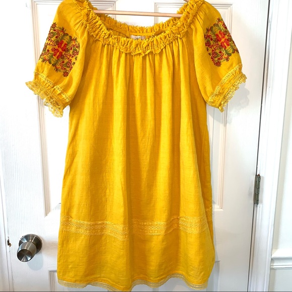 Chelsea & Violet Boho Mustard Yellow Dress Lace S - Picture 1 of 10